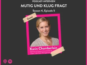 Titelbild des Podcasts zeigt eine blonde Frau - Karin Chamberlain - die durch einen pinken BIlderrahmen in die Kamera lächelt
